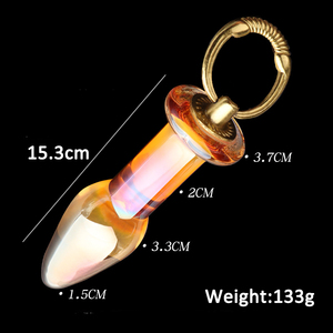<span class=keywords><strong>Plug</strong></span> anal en verre doré avec anneau de traction, jouet de masturbation pour adultes, pour femmes et hommes - Product Image 5