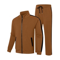 Ensemble de survêtement pour homme, coupe-vent, veste à fermeture éclair intégrale et col montant en polyester, et pantalon de jogging décontracté, tenue de sport
