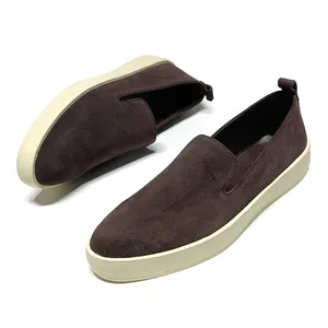 Nouveau cuir suédé véritable chaussures pour femmes semelles en caoutchouc mocassins décontracté confortable peau de vache tête ronde fond épais chaussures simples