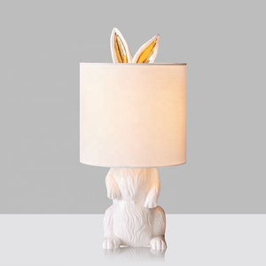 Christmas Cute Resin Rabbit Creative Table Small <b>Lamp</b> with Gold White Color for Birthday Gift - Product Image 6