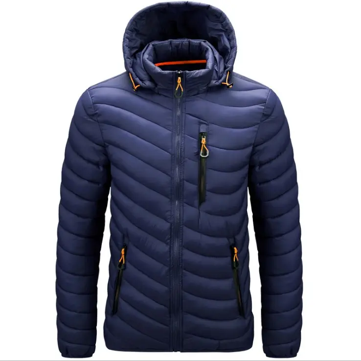 Custom Logo Mens Padded Coats Bubble Puffer Jacket Warm Winter Men Plus Size Jacket with Removable Hood