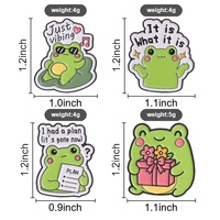 Broche en émail 'Just Vibing' avec grenouille lotus musicale mignonne, motif 'I Had A Plan' et grenouille tenant une fleur, pour sacs, badges de revers, bijoux et cadeaux