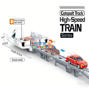 Ensemble de piste de catapulte EPT Train - Jouet à double mode de propulsion par friction, piste pliable avec lanceur de voitures, jouet éducatif pour véhicules - Product Image 4