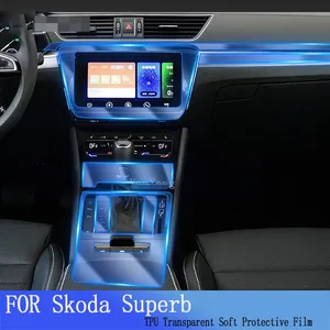 Für SKODA Superb 2019-2022 Film Perbaikan Anti Gores Pelindung TPU transparent Konsol Tengah Aufkleber Innen schutz folie