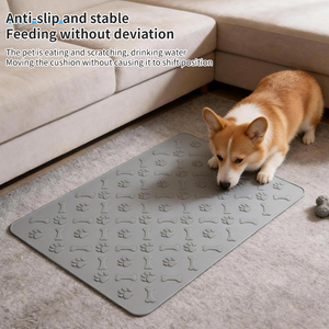 Tapis d'alimentation <span class=keywords><strong>pour</strong></span> animaux de compagnie en silicone, à bords hauts, anti-fuite, antidérapant, <span class=keywords><strong>pour</strong></span> plusieurs tailles (25x20 à 60x40 pouces), facile à nettoyer - Product Image 2