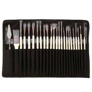 Ensemble de 24 pinceaux en nylon pour peinture à l'huile, gouache et <span class=keywords><strong>aquarelle</strong></span>, avec étui en toile, best-seller transfrontalier, vente directe usine Chine, manche en <span class=keywords><strong>bois</strong></span> - Product Image 6