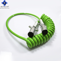 Câble électrique spiralé ABS durable HJYAJZT à 7 broches, connecteur de remorque 15FT, tube d'air pour systèmes de freinage de camions et remorques