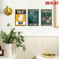Ensemble de panneaux métalliques amusants sur le thème des toilettes, décoration murale rétro en forme de squelette pour salle de bain, pour la maison