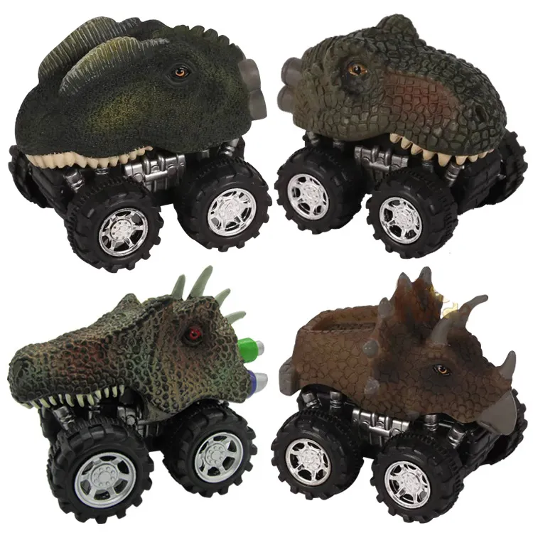 S105 Friction Car Toy Educational Plastic Animal Jurassic World Toys Dinosaur Vehicle Truck Pull Back Toy Car
