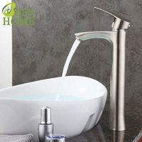 Robinet d'eau chaude et froide en acier inoxydable brossé 304, sans plomb, surélevé, moderne, pour lavabo