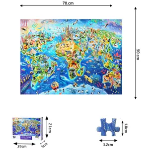 Cartoon World Landmarks Karte Ozean meeres tiere Bunter HD-Druck 1000 Stück Kinder Papier Puzzles Brain Game Toy