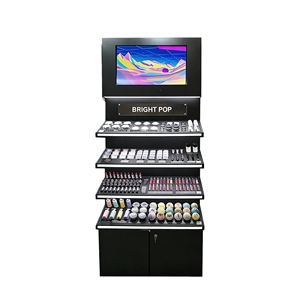 Professional Makeup Display <b>Stand</b> with <b>Screen</b> LED Lights Lockable Cabinet Metal Floor Showcase for Cosmetics Store - Product Image 3