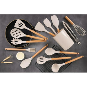 Ensemble d'ustensiles de cuisine en silicone Db de 14 pièces, manches en bois, résistants à la chaleur, anti-rayures, outils de cuisine - Product Image 3