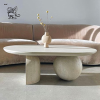 BLVE Modern Home Designs Tables basses en marbre vert Salon Table basse à base de boule en pierre naturelle