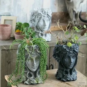 Pot Tanaman Sukulen Kreatif Dewi, Vas Bunga Kering Kecil Segar Luar Ruangan Pot Taman