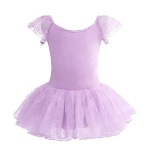 Robe de tutu de ballet pour filles, justaucorps à manches volantées, jupe de danse, robe de tutu courte pour l'entraînement et les spectacles - Product Image 3