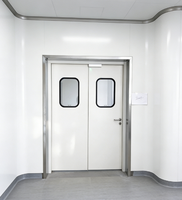 Portes en acier inoxydable 304 avec poignées et cadre, résistantes au feu, pour hôpitaux