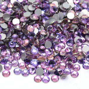 XULIN SS3-SS50 berlian imitasi kaca datar beludru ungu memperbaiki panas Berlian untuk tas casing ponsel Shsoe DIY
