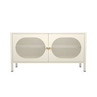 Meuble de salon moderne, meuble TV en métal, support TV réglable avec rangement, meuble en métal à 2 portes, unité de rangement pour la maison