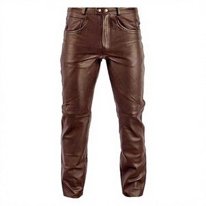 Pantalones de Motociclista SALVA LEATHER para Hombre, de Cuero Marrón, Transpirables, Ligeros, Corte Recto, Cintura Media, Cierre de Cremallera, Bolsillos Laterales, para Invierno - Product Image 1