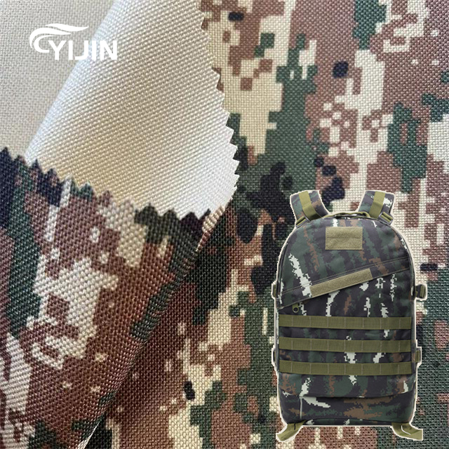 Камуфляжная печатная противопожарная ткань cordura oxford с полиуретановым покрытием 330gsm для наружного рюкзака