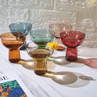 Juego de Cócteles Art Deco De Colores Martini Margarita, 6 Vasos Hechos a Mano, Sin Plomo, de Tallo Largo, 10 Onzas, Vasos Pastel para Margarita