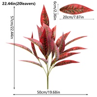 Planta Artificial con Hojas de Madera que Cambian de Color, Decorativa en Maceta, para Arreglos de Boda, Lámina de PVC Roja, Falsa, Verde, para Interiores