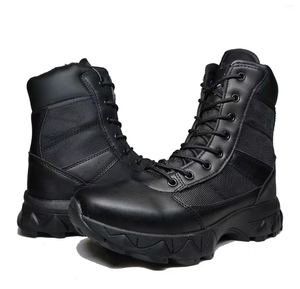 Bottes tactiques pour hommes TSB12 personnalisées, noires, de haute qualité, résistantes, avec manches en tissu Oxford 1000D et fermeture éclair latérale - Product Image 2