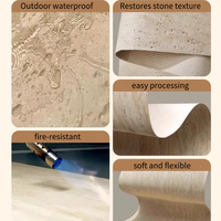 Carreaux Céramique Souples Style Moderne Pierre Travertin Romain Façade Flexible pour Mur Intérieur Extérieur Salle à Manger Pierre Artificielle 3D
