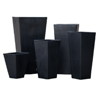 Jardinières en plastique pour jardin de fleurs, pots de plantes d'extérieur, noirs, rectangulaires, modernes, écologiques, pour la maison et le jardin