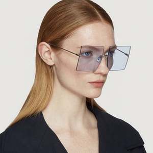 Gafas de Sol Cuadradas Extra Grandes para Mujer, con Logotipo Personalizado Vintage, Color Azul y Rojo, Sin Montura, Protección UV400, Gran Venta - Product Image 3