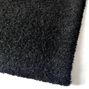 Tissu tricoté à boucle tissé en polyester Mohair de laine personnalisable de haute qualité noir foncé en stock pour manteau de cachemire de luxe