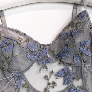 Ropa interior Sexy transparente para mujer, ropa interior erótica transparente con bordado Floral, mono de encaje con cadena de una pieza, conjunto de lencería para mujer - Product Image 5