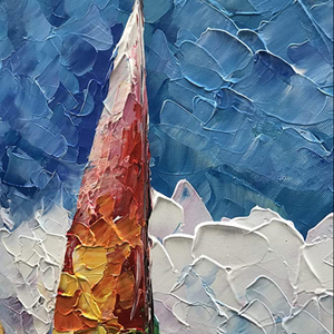Dipinti di arte della parete pittura a olio acrilica dipinta a mano moderna su tela barca a vela sul mare dipinti astratti - Product Image 1