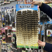 3x 4X Cheveux synthétiques pour tresses au crochet, style Deep Wave et Ocean Wave, pour femme, résistants à la chaleur, en fibre protéinée, bouclés