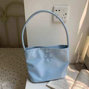 Women's <b>Silver</b> Blue Casual Tote <b>Handbag</b> With Embroidery Magnetic Buckle Spring 2024 Fashion Trend Everyday Use - Product Image 3