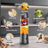 Mixeur-presse-agrumes portable, 12 lames en acier inoxydable, 450 ml, mini mixeur à fruits, rechargeable par USB, batterie 1500 mAh, pour la maison et les voyages