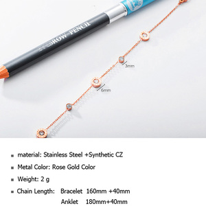 Spedizione veloce In Acciaio Inox In Oro Rosa di cristallo del Commercio All'ingrosso Catena cavigliera per Le <span class=keywords><strong>Donne</strong></span> - Product Image 3