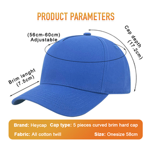 Gorra de Béisbol de 5 Paneles con Logotipo Bordado OEM/ODM, Gorra Deportiva Ajustable al por Mayor, Gorras para Personalizar - Product Image 3
