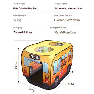 Tente de jeu interactive pour enfants en forme de bus de dessin animé, automatique, pop-up, pour jouer à l'intérieur ou à l'extérieur - Product Image 5