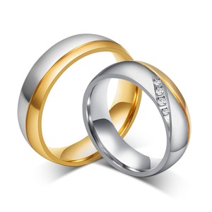 Anillo de Pareja de Acero de Titanio de Moda al por Mayor, con Micro Pavé de Circonita Cúbica, Impermeable, Antidesvanecimiento, Anillo Diario a Juego para Enamorados, de Tendencia - Product Image 1