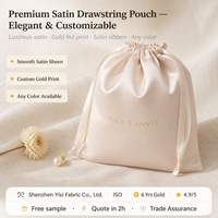 Sac de luxe en satin pour extensions capillaires, avec logo personnalisé imprimé, cordon de serrage, pochette réutilisable en soie pour vêtements et chaussures