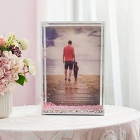 Marco de Fotos Acrílico con Purpurina Rosa de 4x6 Pulgadas, Marco de Fotos Líquido Decorativo Económico con Agua y Purpurina, Opciones de Personalización