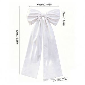 Personalized <b>Wedding</b> <b>Car</b> Bow, White Satin <b>Car</b> <b>Ribbon</b> with Custom Names Date, Romantic <b>Wedding</b> Decor, Gift for Bridal Shower - Product Image 6