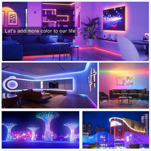 Tira de Luces <span class=keywords><strong>LED</strong></span> RGB Flexible QM16.4FT 5M 60Leds/metro 12V 5050, Control Remoto de Aluminio, Iluminación Trasera para TV de Dormitorio, Navidad - Product Image 6