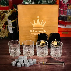 定制婚庆礼品客人营销促销礼品豪华父亲节礼品威士忌酒杯套装4个玻璃杯