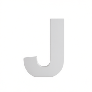Insegna decorativa da parete in legno a forma di lettera J bianca 3D per decorazione casa e ufficio - Product Image 2