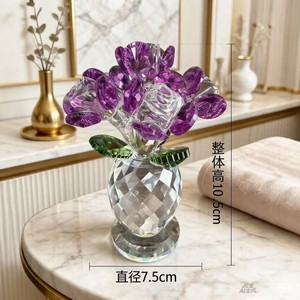 Crystal Rose Ornament Heart Shape 130x110x95mm Internal Engraving Home Decoration Gift - Product Image 4