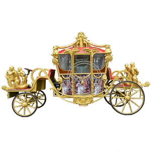 Chariot <span class=keywords><strong>royal</strong></span> rétro sculpté, calèche électrique tirée par des chevaux, couleur dorée, calèche de tourisme européenne à vendre - Product Image 1