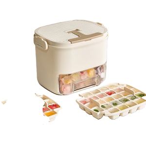 Ice Cube Tray with Lid & Bin, Double Layer Ice Maker for Freezer, Pull-Out Ice <b>Storage</b> <b>Drawer</b>, Easy-Release Ice Trays for Drinks - Product Image 1